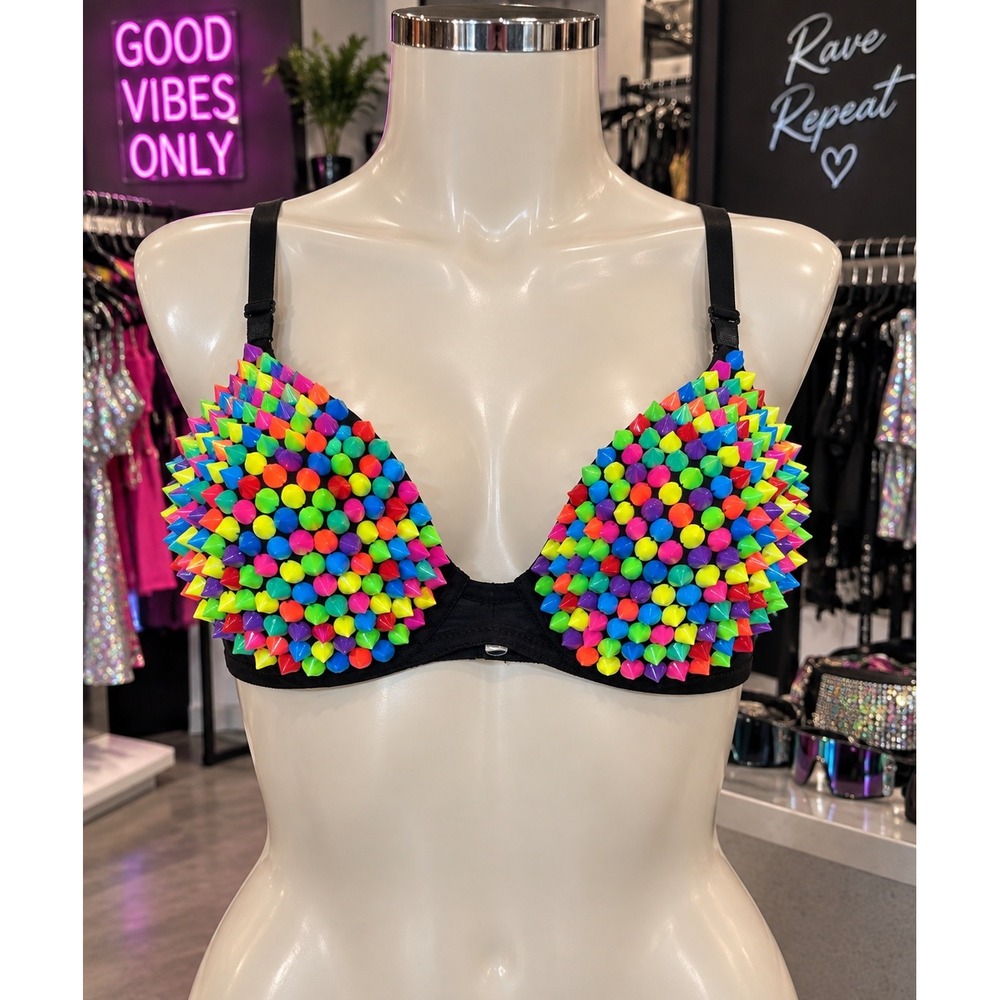 Neon Spike Rave Bra Festival Top Size L